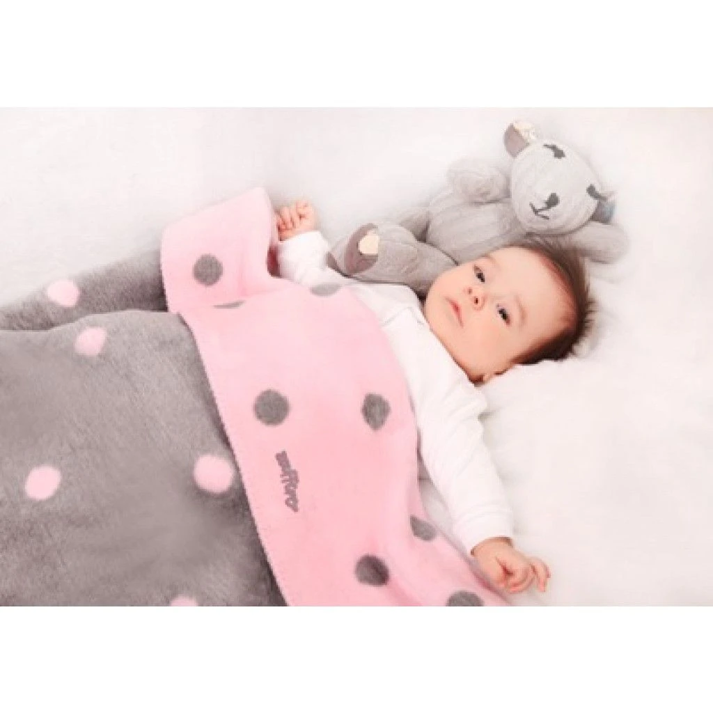 Zaffiro Grijs & Roze Gestipt 75 X 100 Cm Wiegdeken 15069 - Afbeelding 3