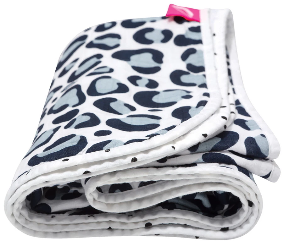 Motherhood Ocelot Dark Blue Dubbellaags Hydrofiel 95 X 110 Cm Wiegdeken 056 166