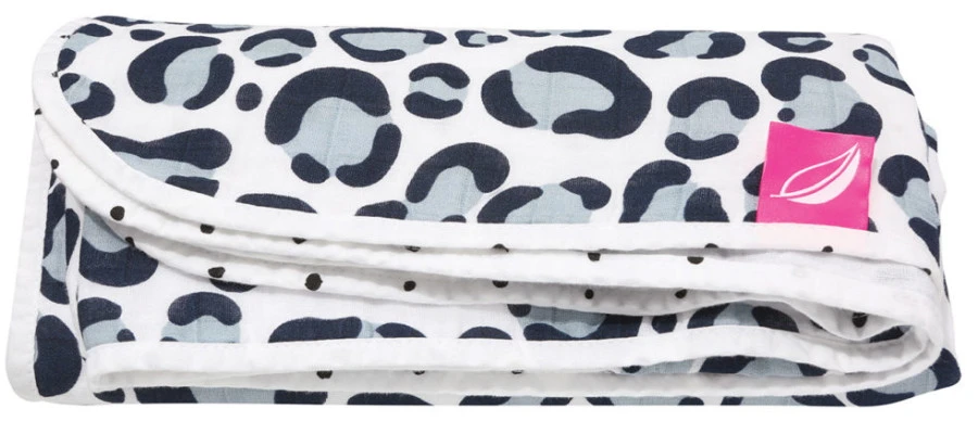 Motherhood Ocelot Dark Blue Dubbellaags Hydrofiel 95 X 110 Cm Wiegdeken 056 166 - Afbeelding 2