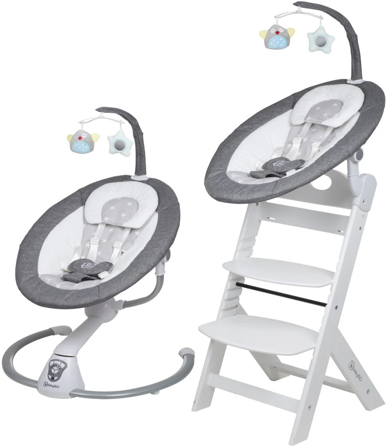 Babygo Homey Set Grey/White Babyschommel En Kinderstoel 19024
