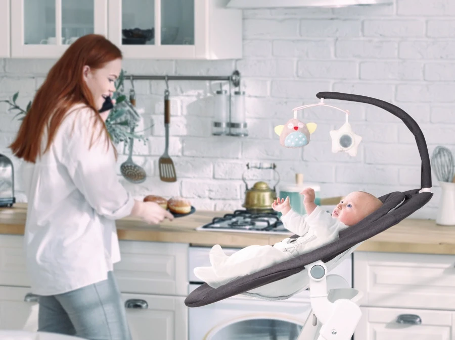 Babygo Homey Set Grey/White Babyschommel En Kinderstoel 19024 - Afbeelding 15