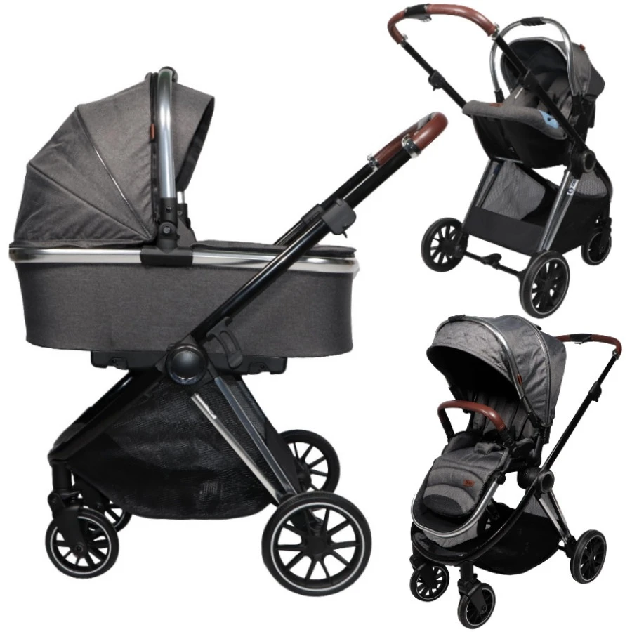 Ding Fenix Grey/Silver 3-in-1 Combi Kinderwagen Incl. Autostoel