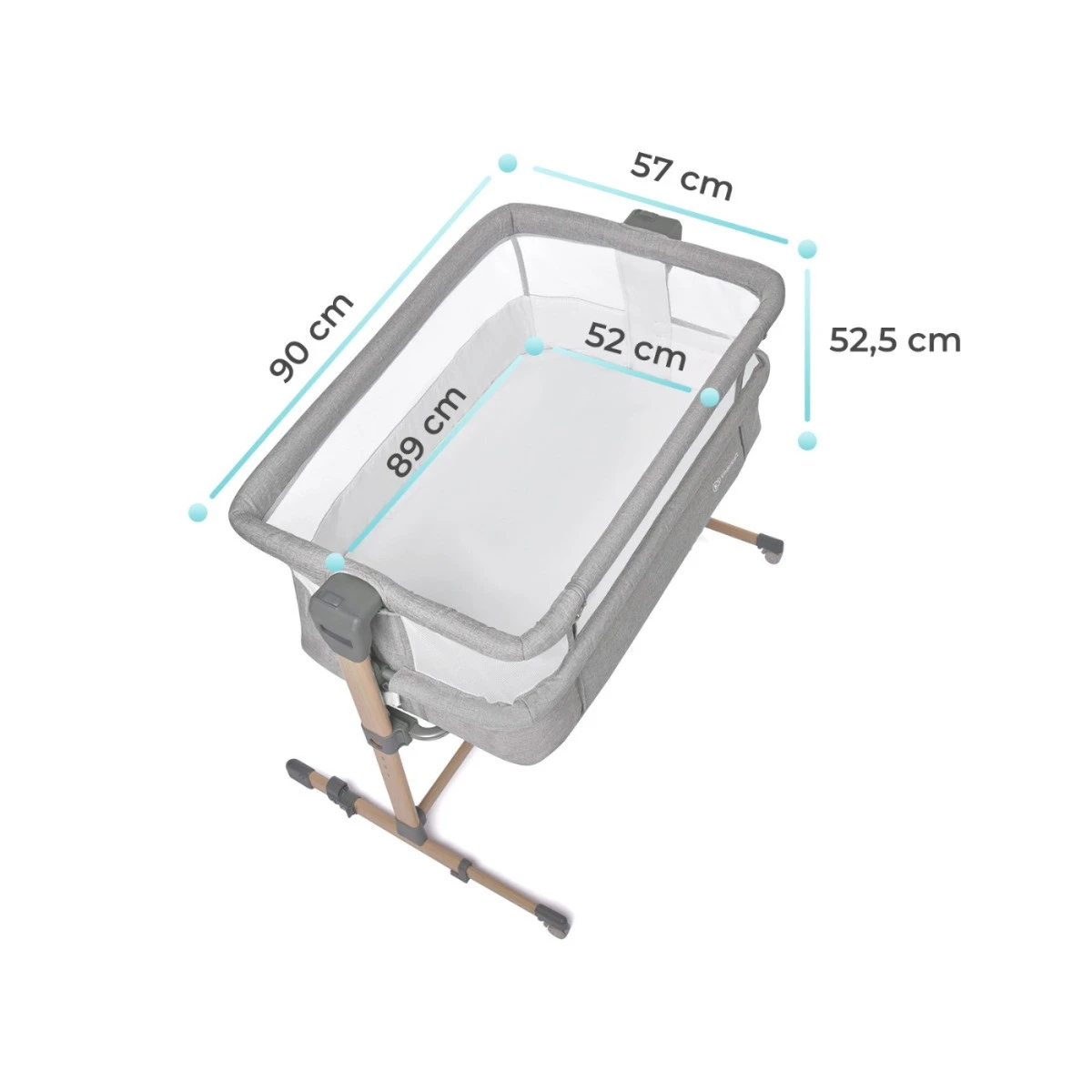 Kinderkraft Neste Air Grey-Wood Wieg Aan Bed KKLNEAIRGRY00W - Afbeelding 7