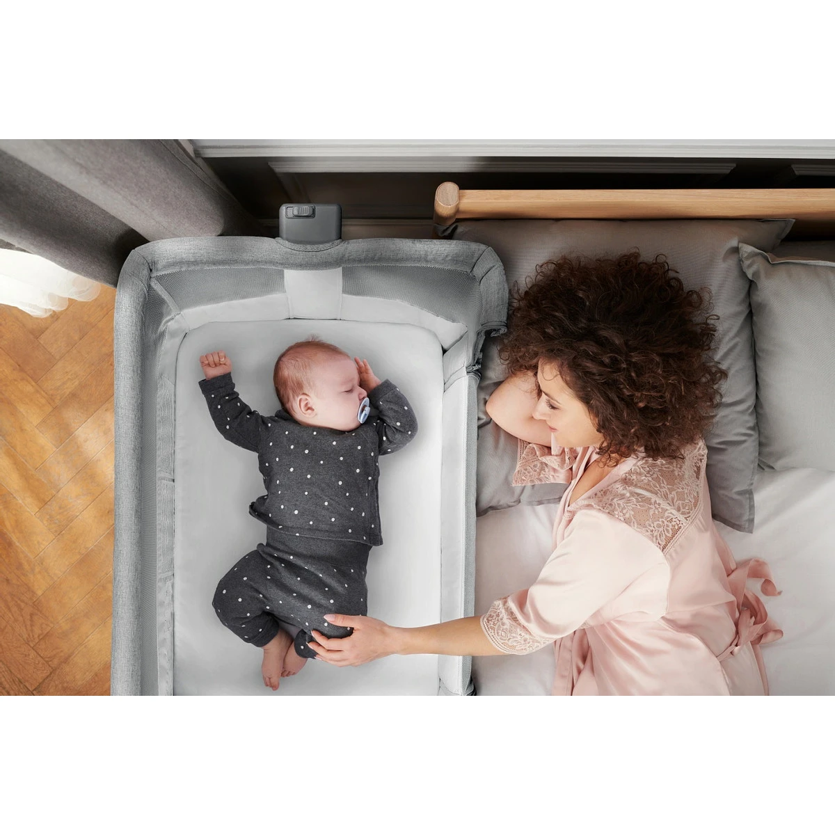 Kinderkraft Neste Air Grey-Wood Wieg Aan Bed KKLNEAIRGRY00W - Afbeelding 9