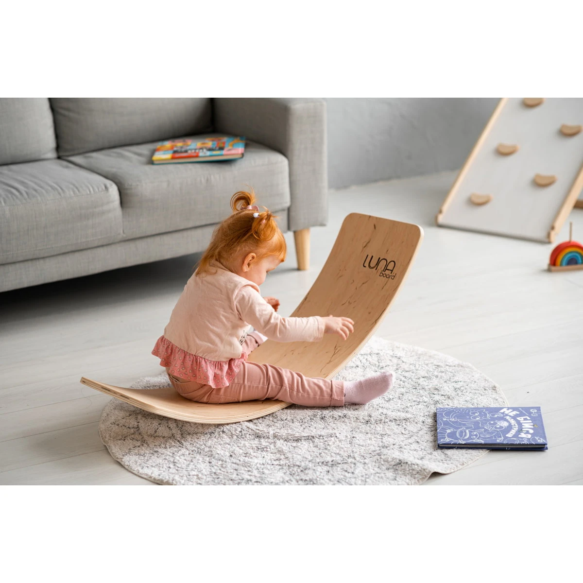 Luna Toys Houten Balansbord Met Grijs Vilt LU-37001 - Afbeelding 5