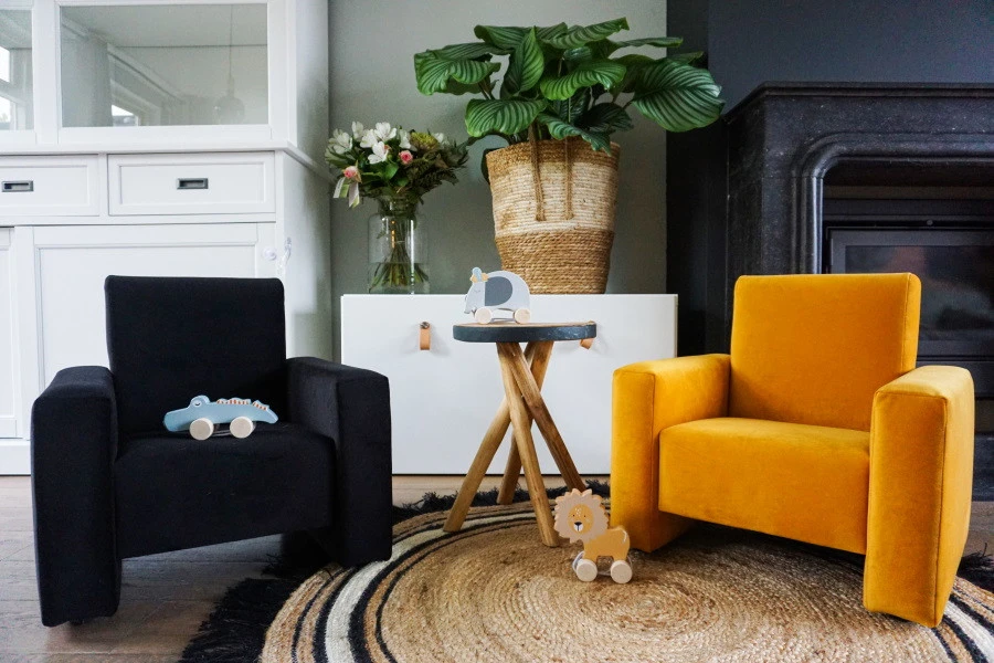 Ding Jamie Velvet Petrol Kinderfauteuil DI-34205 - Afbeelding 5